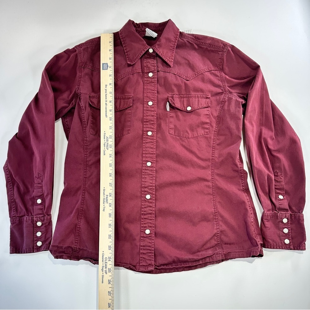 Carhartt western pearl snap shirt cotton workwear burgundy regular M - Picture 9 of 11